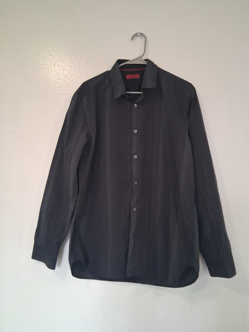 Alfani Dark Gray Pinstripe Long-Sleeve Dress Shirt